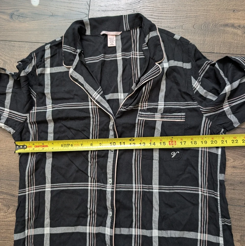 Victoria's Secret Black and White Plaid Shirt Pajama‎ Dress Size Large